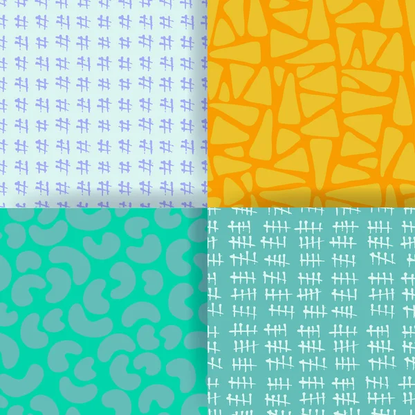 Set van 4 naadloze patroon. Hand getrokken texturen — Stockvector