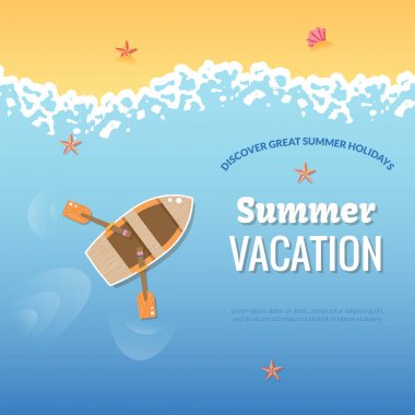 Yaz tatil illüstrasyon poster.