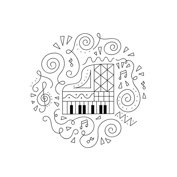 Doodle Piano coloring page. — Stock Vector