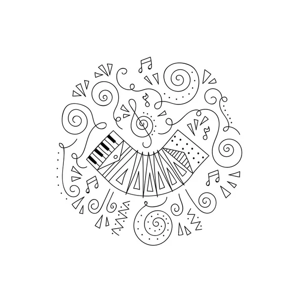 Doodle Accordion coloring page. — Stock Vector