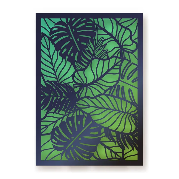 Summer foliage laser cut  greeting card. — Stock Vector