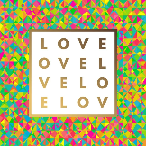 Romantische Liebe Gold minimales Logo im Rahmen — Stockvektor