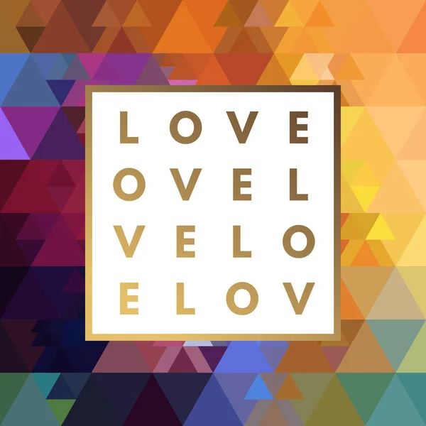 Logotipo romántico amor oro minimalista en marco — Vector de stock