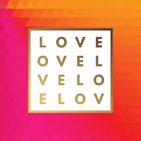 Logotipo romántico amor oro minimalista en marco — Archivo Imágenes Vectoriales