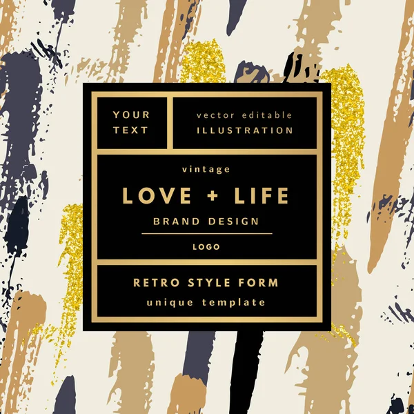 Romantic love gold minimal logo — Stock Vector