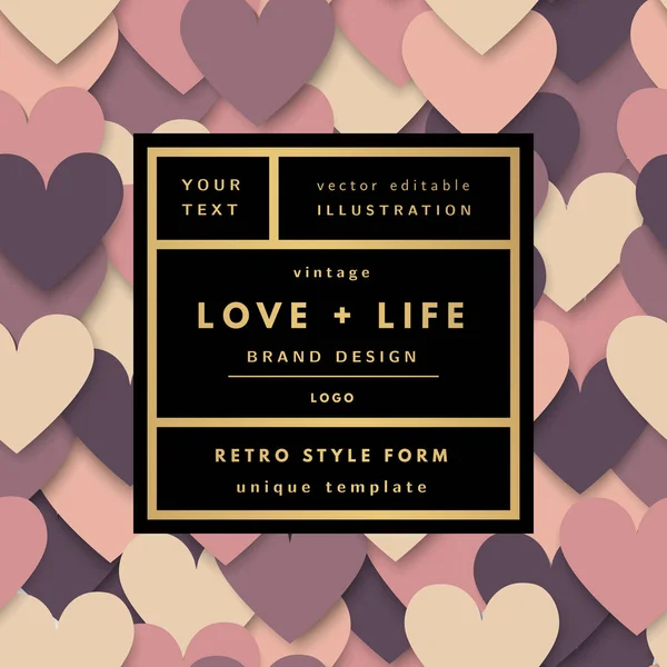 Romantische Liebe Gold minimales Logo — Stockvektor