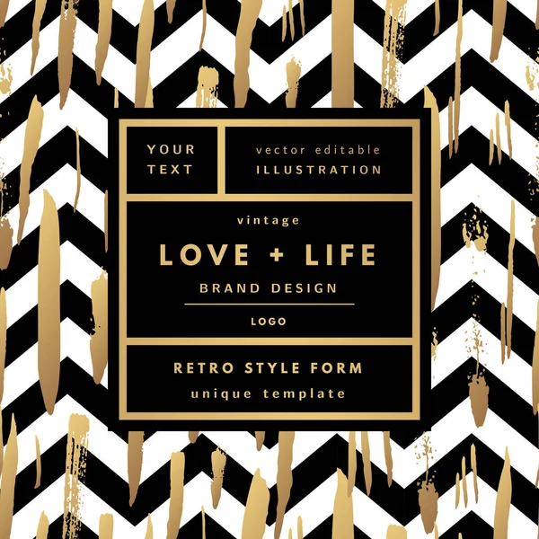 Romantische Liebe Gold minimales Logo — Stockvektor
