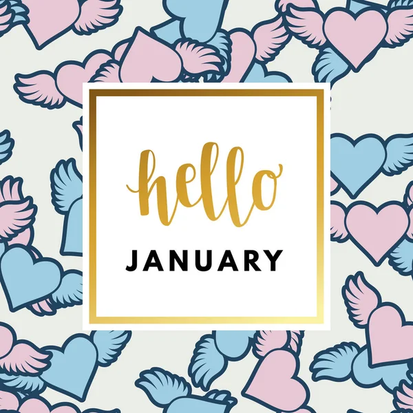 Hello January creative card — Stock Vector