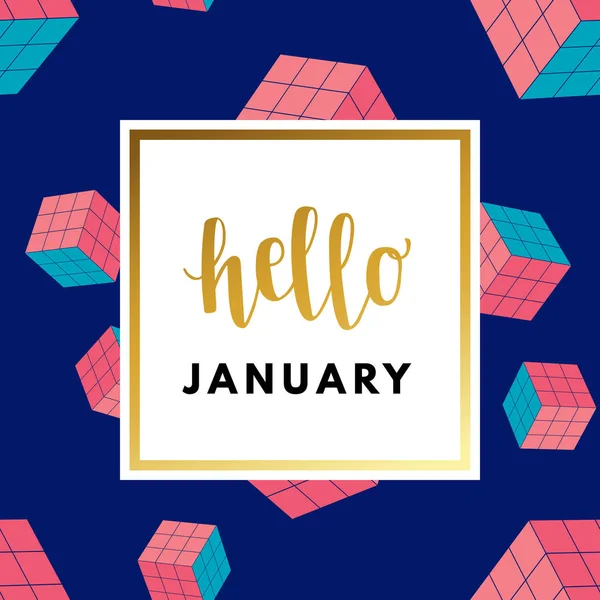 Hello January creative card — Stock Vector