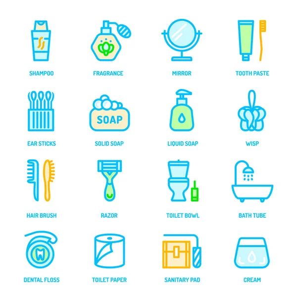 Iconos coloridos de higiene personal — Vector de stock