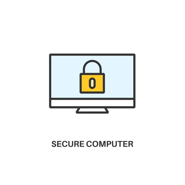 Secure computer icon — Stock Vector