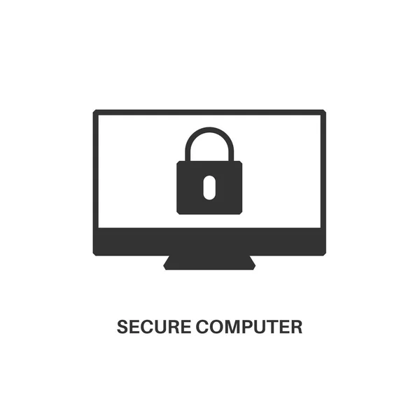 セキュリティで保護されたコンピューターのアイコン — ストックベクタ