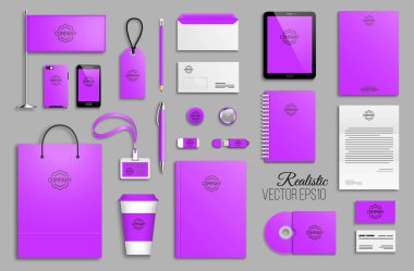 Kurumsal kimlik şablon kümesi. İş kırtasiye mock-up logolu. Marka tasarım.