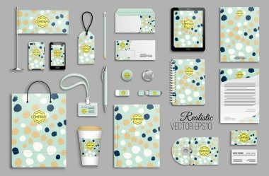 Kurumsal kimlik in gri arka plan üzerinde kümesi