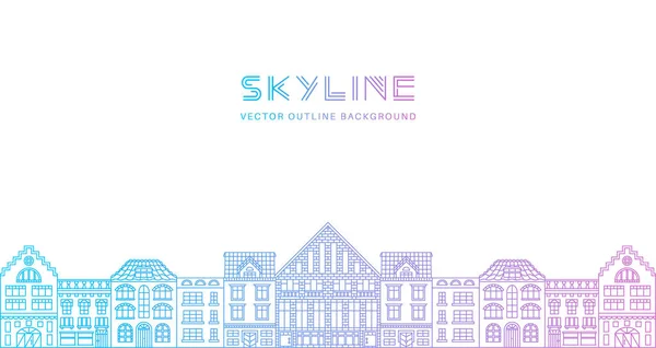 Outline City Skyline Isolated White Background — Stock Vector