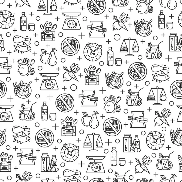 Seamless pattern with healthy diet icons — Stock Vector