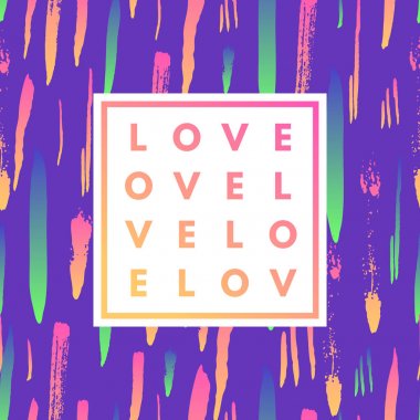 vektör çizim Tasarım Romantik memphis arka plan karede en az logo seviyorum. Vintage modern etiket. Retro paket şablon. Eğilim düzen, sanat baskı