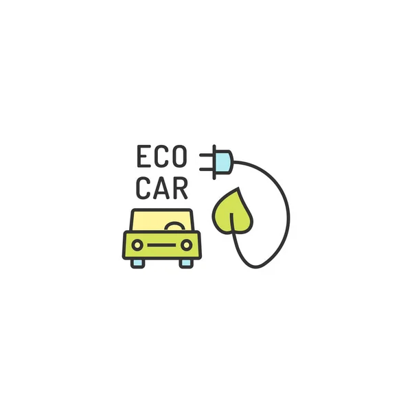 Vektorové Ilustrace Design Elektrické Eco Auto Koncepční Ikonu Obrysu Lineární — Stockový vektor