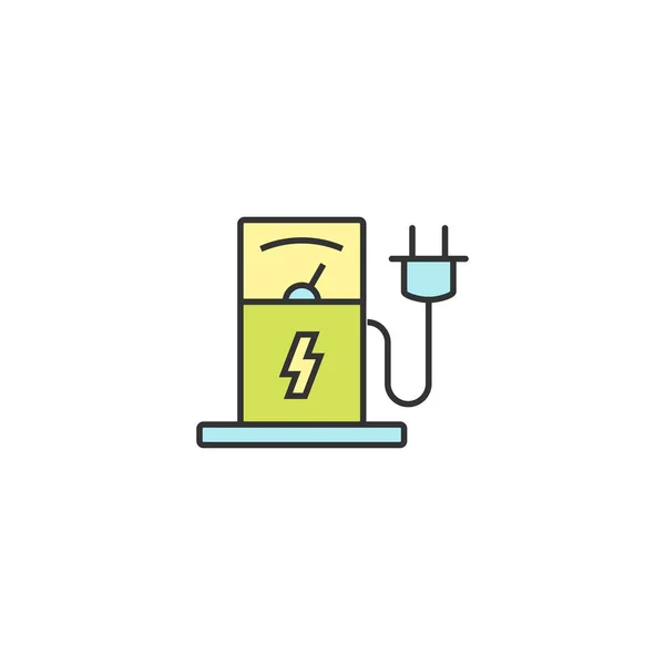 Vector Illustratie Ontwerp Van Charging Station Pictogram Overzicht Lineaire Bewerkbare — Stockvector