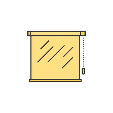 Paten kepenkleri jaluzi ince çizgi simgesini kör eder. Renkli doğrusal vektör işareti