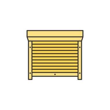 Motorlu panjurlar, ince çizgi simgesini kör eder. Renkli doğrusal vektör işareti