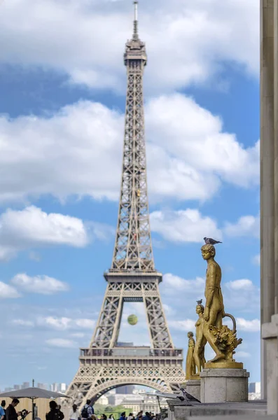 Эйфелева Башня Статуи Садов Трокадеро Париже Франция — стоковое фото