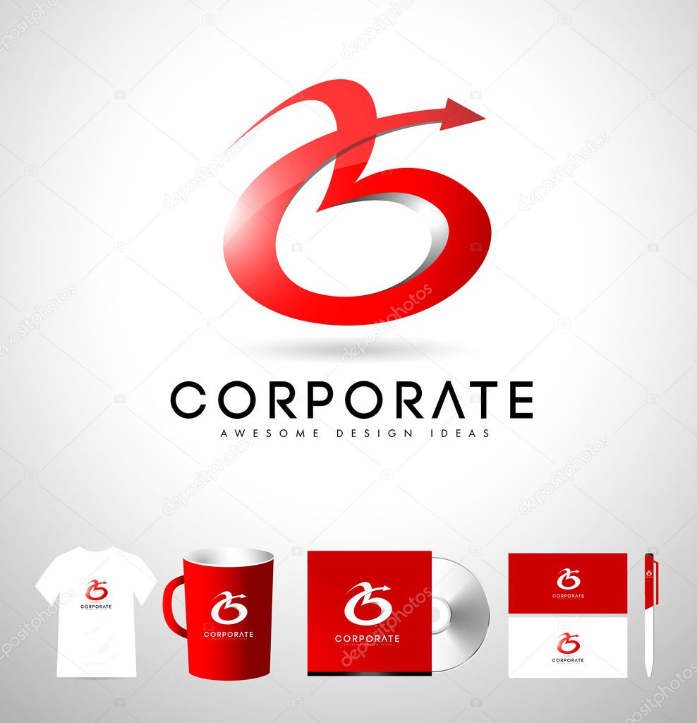 Letter B Logo Designs. Creative abstract vector letter B icons with red colors.