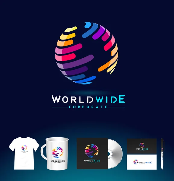 Sphere Logo, Sphere Colorful Icon, Sphere Design Vector — Stock Vector