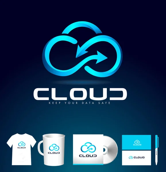 Diseño de Logo Cloud. Vector de icono de nube . — Archivo Imágenes Vectoriales