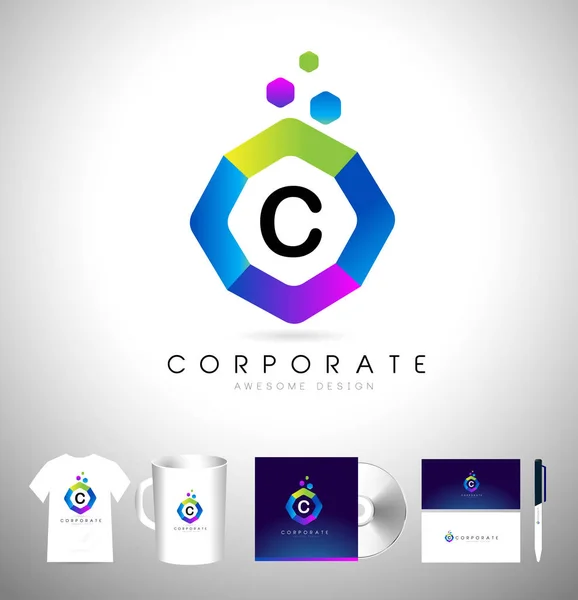 Unternehmenslogo Sechseck. sechseckiges Logo für kreative Unternehmen — Stockvektor