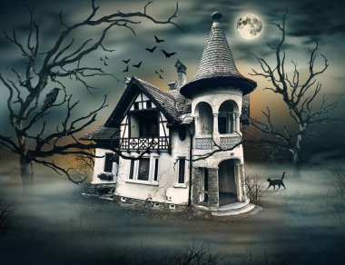 Haunted House with Dark Horrow Atmosphere. clipart