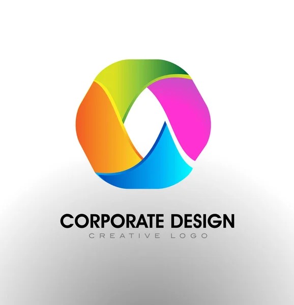 Colorful Corporate Logo. Hexagon Icon Vector — Stock Vector