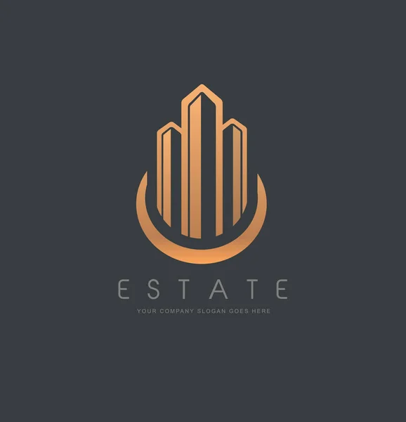 Logo real estate gold — Archivo Imágenes Vectoriales