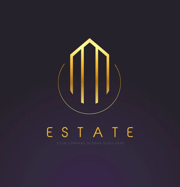 Real Estate zlaté Logo Design — Stockový vektor