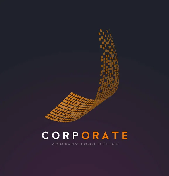 Corporate Abstract Logo mit Gold zertrümmerten Quadraten — Stockvektor