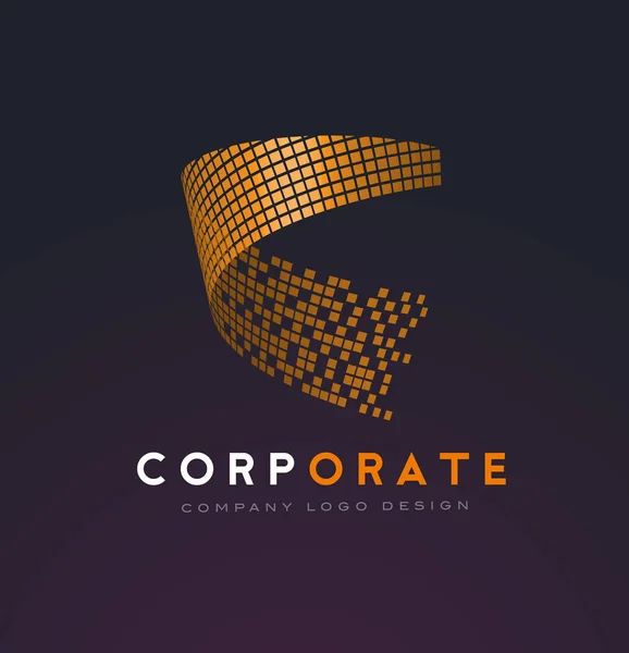 Corporate Abstract Logo with Gold Shattered Squares — Stock Vector