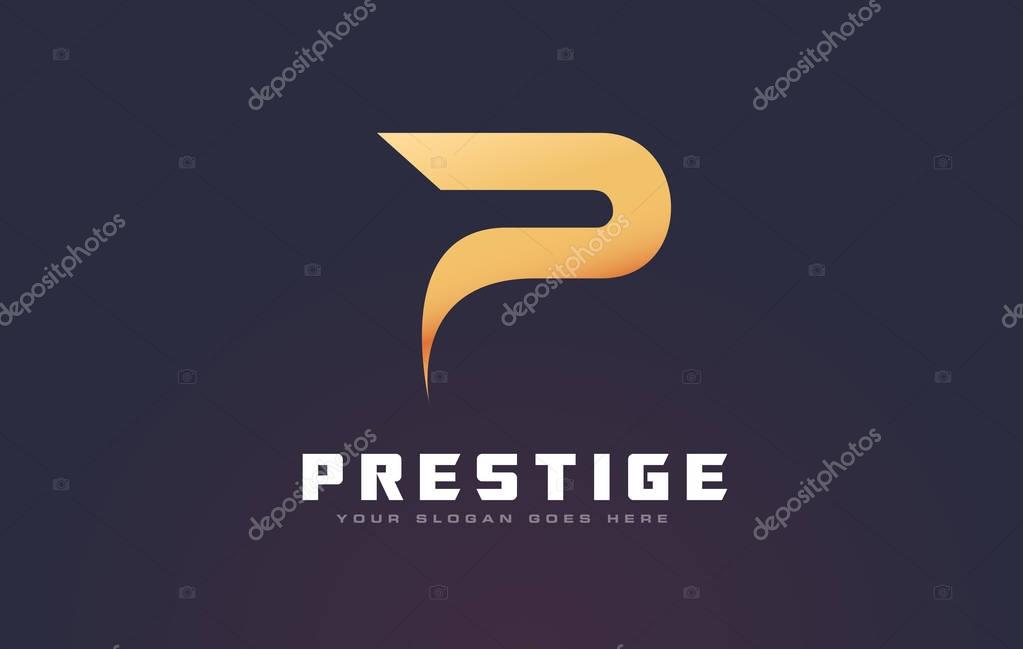 Gold Letter P Logo. P Letter Design Vector with Golden Colors and Bubbles.