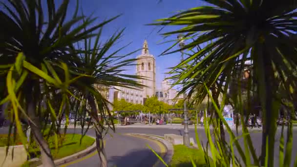 Valencia İspanya Şehir Merkezi Plaza De La Reina — Stok video