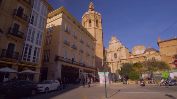 Valencia España Centro Ciudad Detalles de la Iglesia — Vídeo de stock