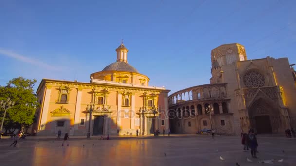 Valencia Spain City Center Plaza De La Reina Stock Video