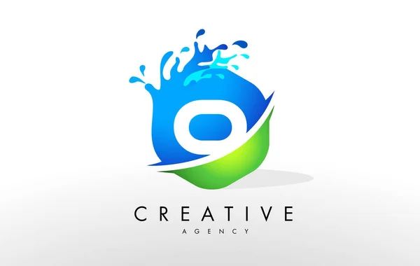 O Logo de lettre. Blue Green Splash Design vecteur — Image vectorielle