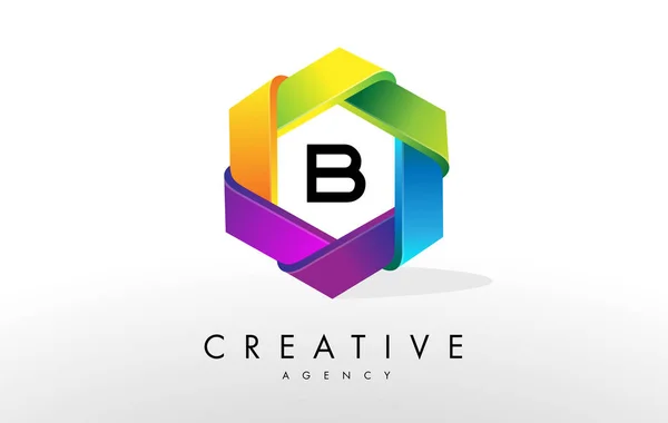 B Letter Logo. Corporate Hexagon Design — Stock Vector