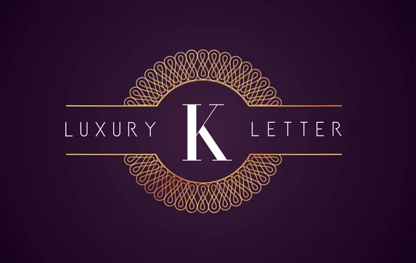 Logotipo K Carta de lujo. Golden Royal Design — Archivo Imágenes Vectoriales
