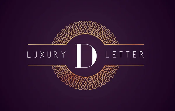 D lyx brev logotyp. Golden Royal Design — Stock vektor