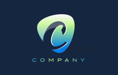 c harfi Logo. Oval şekil Modern tasarım