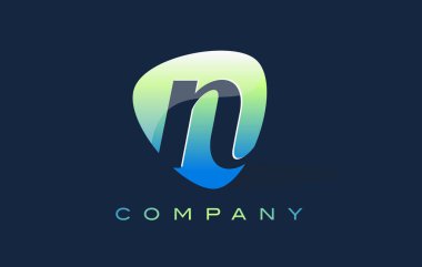 n harfi Logo. Oval şekil Modern tasarım