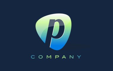 p harfi Logo. Oval şekil Modern tasarım
