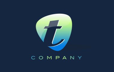 t harfi Logo. Oval şekil Modern tasarım