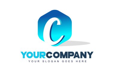 c harfi Logo. Altıgen şekil Modern tasarım
