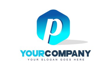 p harfi Logo. Altıgen şekil Modern tasarım